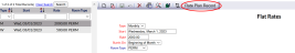 Flat Rates screen for specific Rate Plan Type, with Rate Plan Record button highlighted